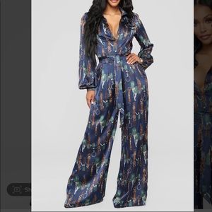Brand New Fashion Nova Entertainer Satin Jumpsuit